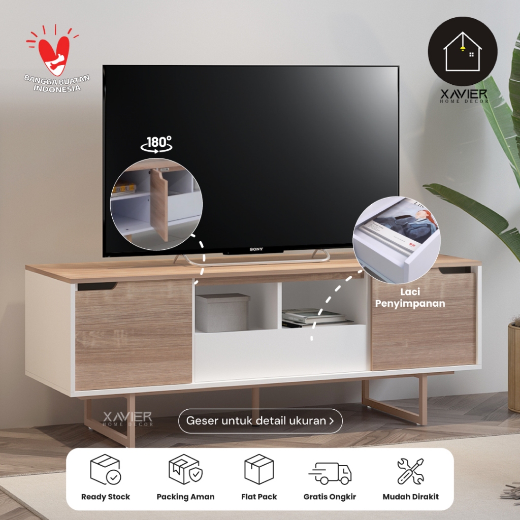Xavier Home Decor | Meja TV LUKE - Rak TV Minimalis untuk TV 43 - 50 Inch