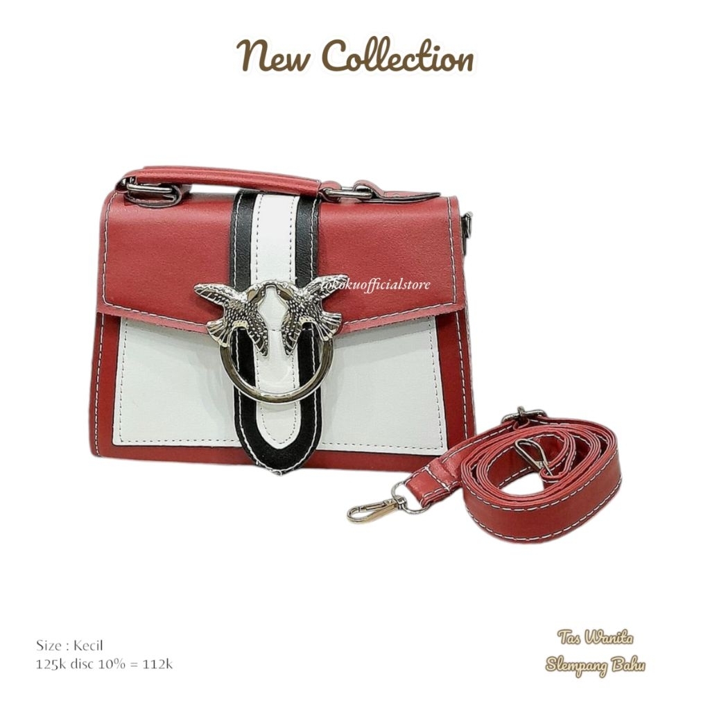 TOKOKU Tas Slempang Tenteng Wanita Merah Maroon