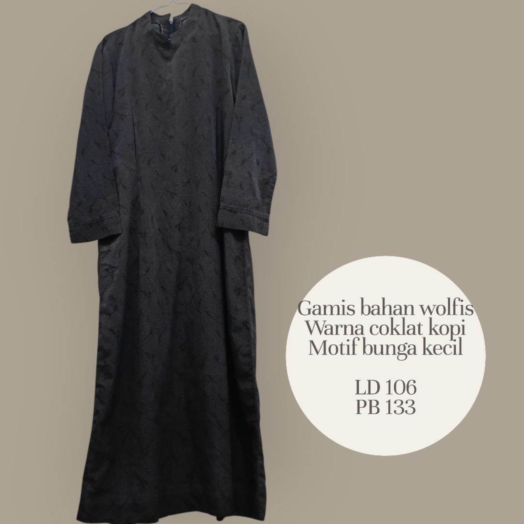 PRELOVED GAMIS WARNA COKLAT KOPI MOTIF BUNGA KECIL (DETAIL MOTIF LIHAT SLIDE)