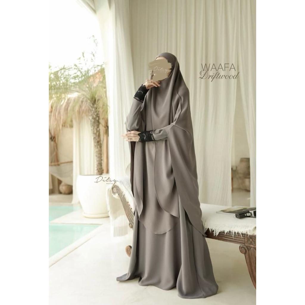 Ditsy Moslem Waafa Abaya Driftwood M