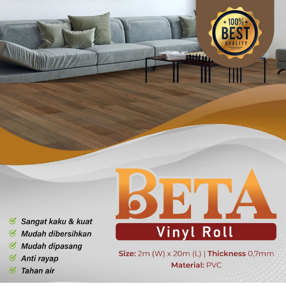 Vinyl Roll BETA Motif Kayu Tebal 0,7mm / Karpet Lantai Motif Marmer Termurah