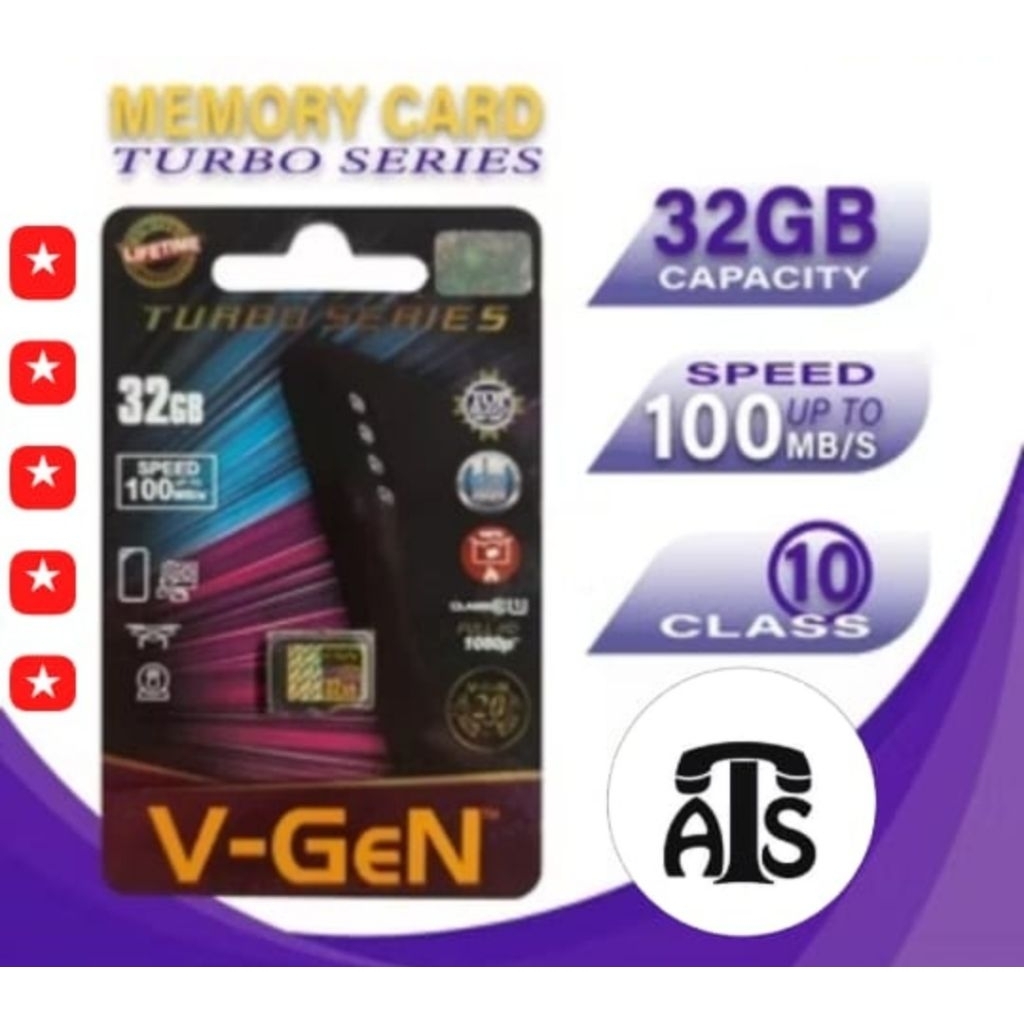 Memori 32 GB Memory Card VGEN Micro SD V-GEN Original 8gb 16gb 32gb 64gb 128gb Class10 Turbo Maestro