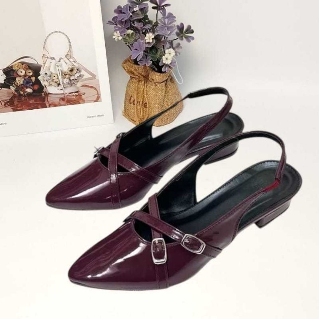 Sendal Wanita High Heels Selop Tali Belakang Hak 3 Cm High Heels