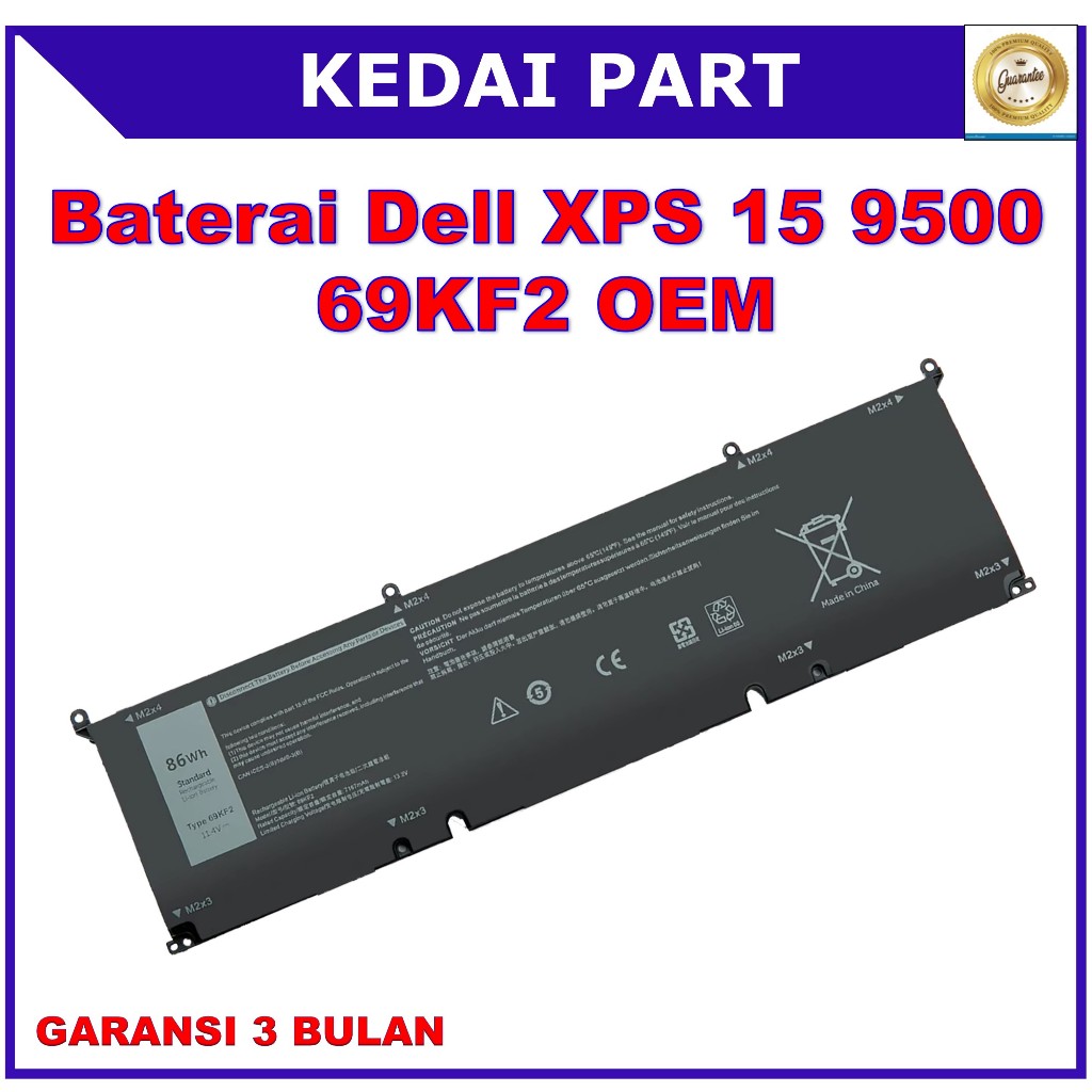 Baterai Dell XPS 15 9500 9510 Precision 5550 Alienware M15 M17 R3 R4 R6 R7 69KF2 8FCTC
