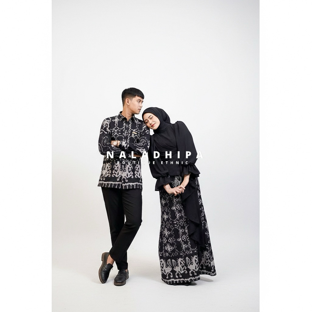 NALADHIPA BAJU TENUN COUPLE (KIRANA RAYA BLACK NTT) GAMIS TENUN KEMEJA TENUN