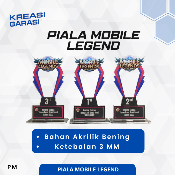 Kreasi garasi - Piala Akrilik Mobile Legends Sticker Custom Tebal 3mm Plus Tatakan -  Trophy Kejuara