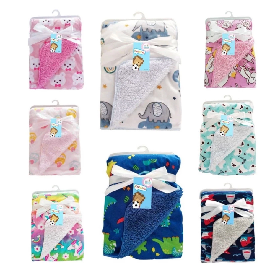 Kolaco Selimut Bayi Double Fleece Tanpa Topi Bulu Halus Selimut Bedong