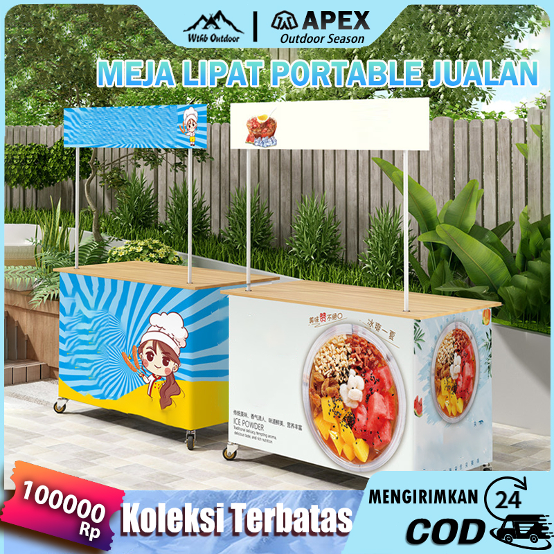 meja lipat portable jualan / booth portable / gerobak lipat / meja Lipat Dilengkapi roda mudah dipas