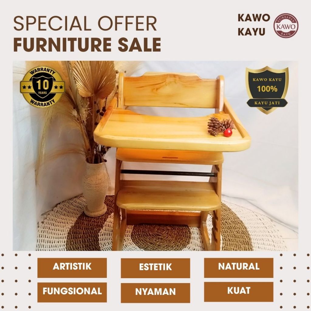 KURSI MAKAN ANAK KURSI MAKAN BAYI SANDARAN KURSI KAYU JATI