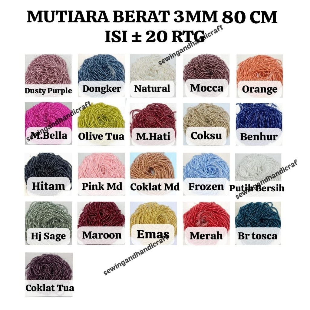 Mote/Manik/Mutiara Berat/ Mutiara Berat 3mm