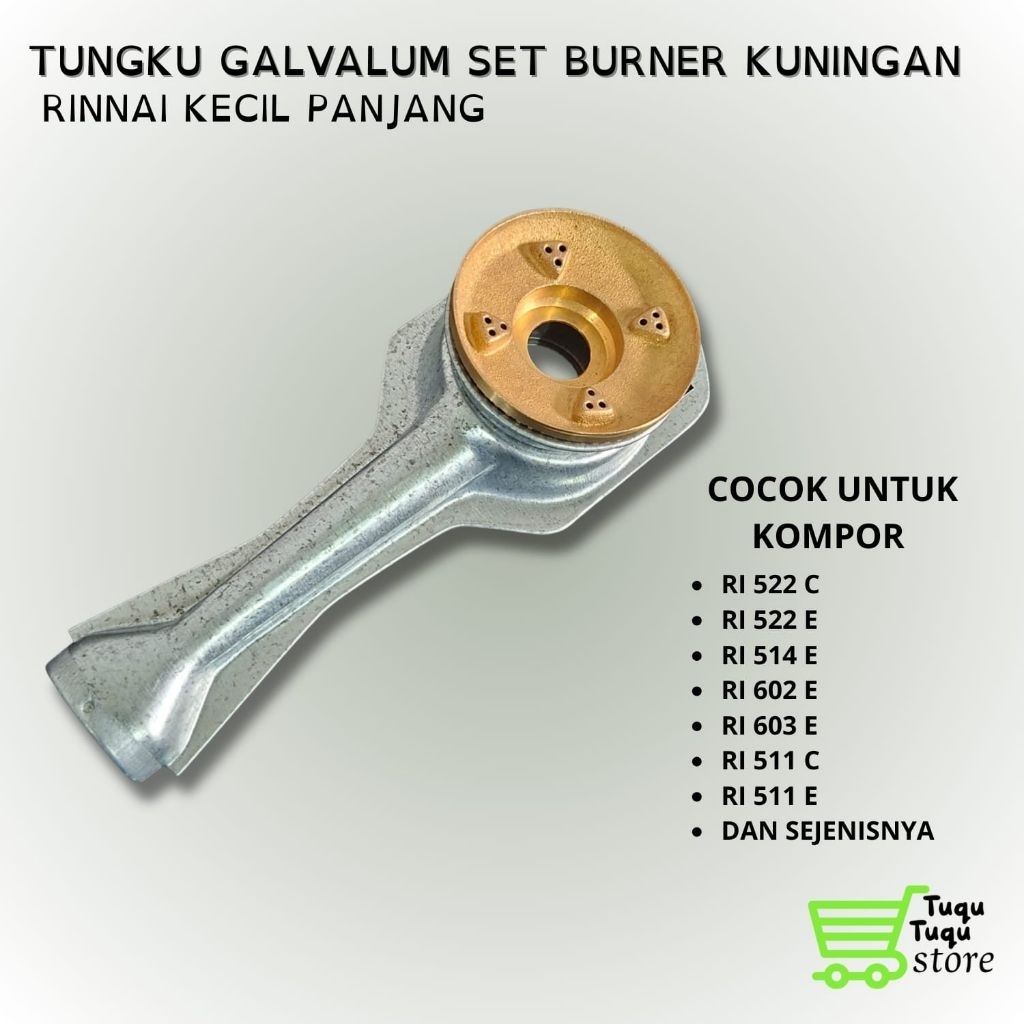 TUNGKU CEROBONG GALVALUM SET BURNER KUNINGAN RINNAI /RINNAI KECIL PANJANG/KOMPOR GAS 2 TUNGKU