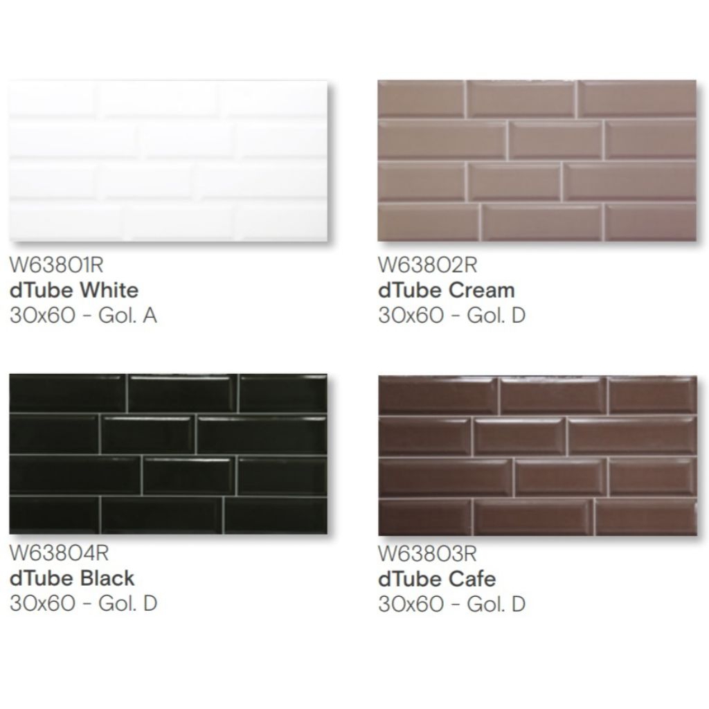 Keramik Roman Glossy dTube White/dTube Cream/dTube Black/dTube Cafe Ukuran 30×60cm