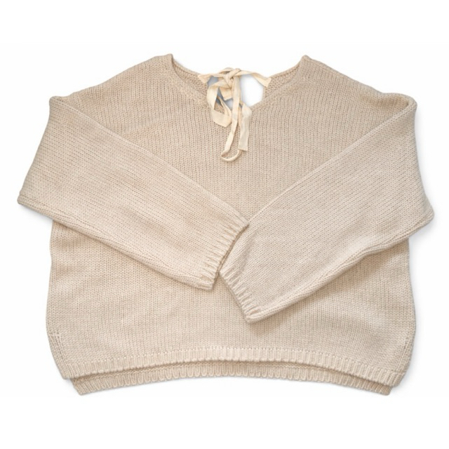 Preloved Sweater Rajut Tebal BIGSIZE Cream Tali Belakang