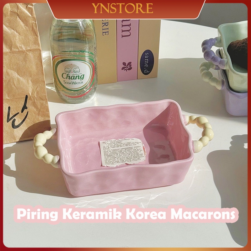 Piring Keramik Korea Aesthetic Macarons / Cute Pastel Korean Plate & Bowl / Piring Keramik Lucu, Can