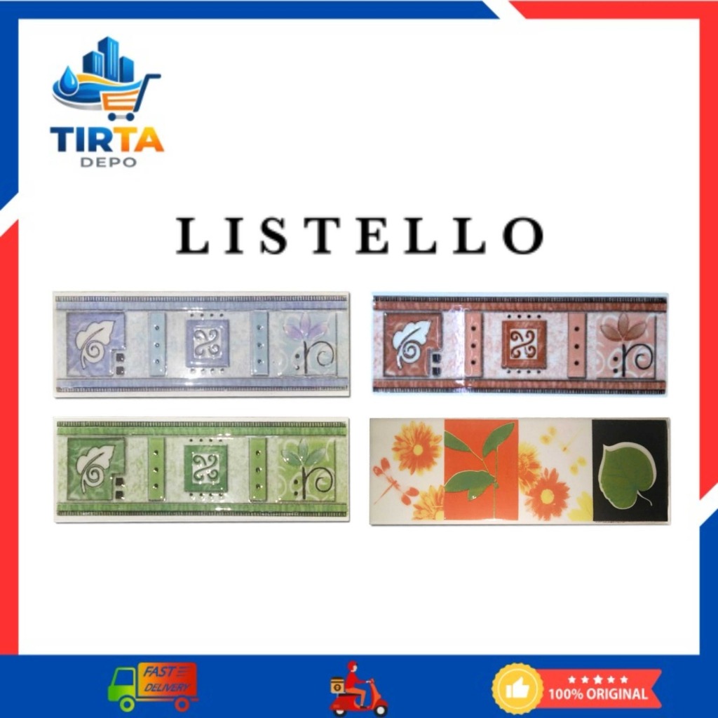 [Cuci Gudang] List Keramik - Listello 7x20 Cm Lis Keramik Dinding Aneka Motif