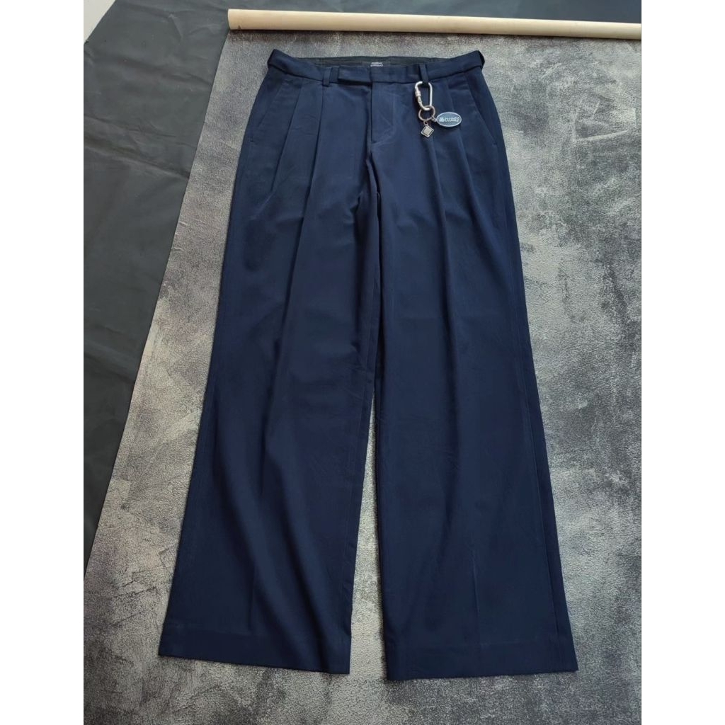 Musinsa Standard Real Wide Fit Trousers Pant Double Pleated Navy
