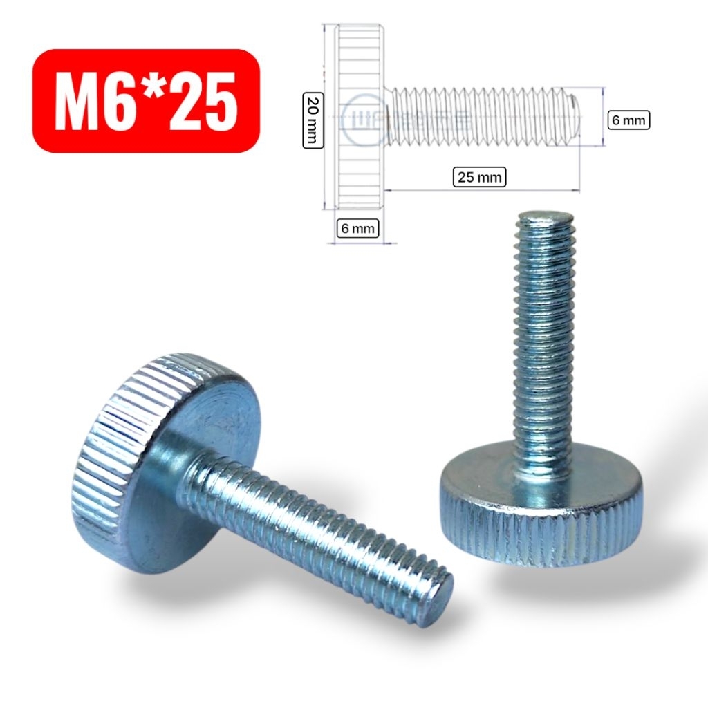 Baut M6*25mm thumb screw Knurled adjuster