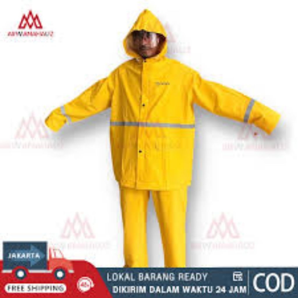 Jas hujan bahan tebal warna kuning