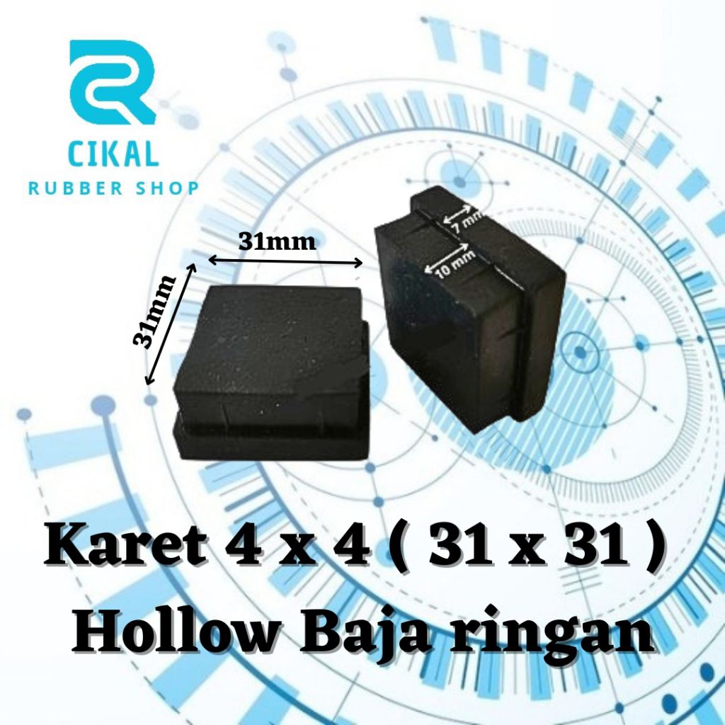 COD - Karet Kaki Hollow 4x4 / 3.1x3.1 Khusus Hollow Baja Ringan Alas Kaki Meja Kursi Rak Besi Holo