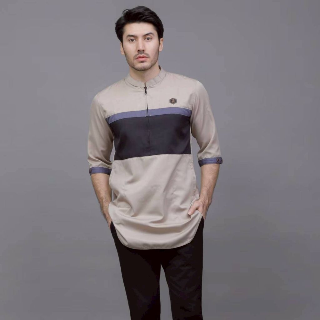 Kurta Pria Aplikasi Toyobo Warna Sage Green Original Trimuji / Baju Koko Pria Dewasa