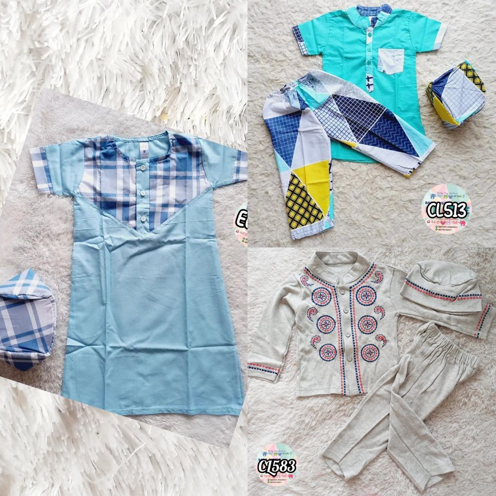 EL017 CL513 CL583 - lokal / little koda / hipofant - baju anak cowok - setelan koko dubai peci trian