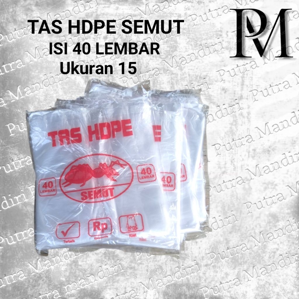 Kantong plastik HDPE semut bening 15 (tipis) 40lembar.