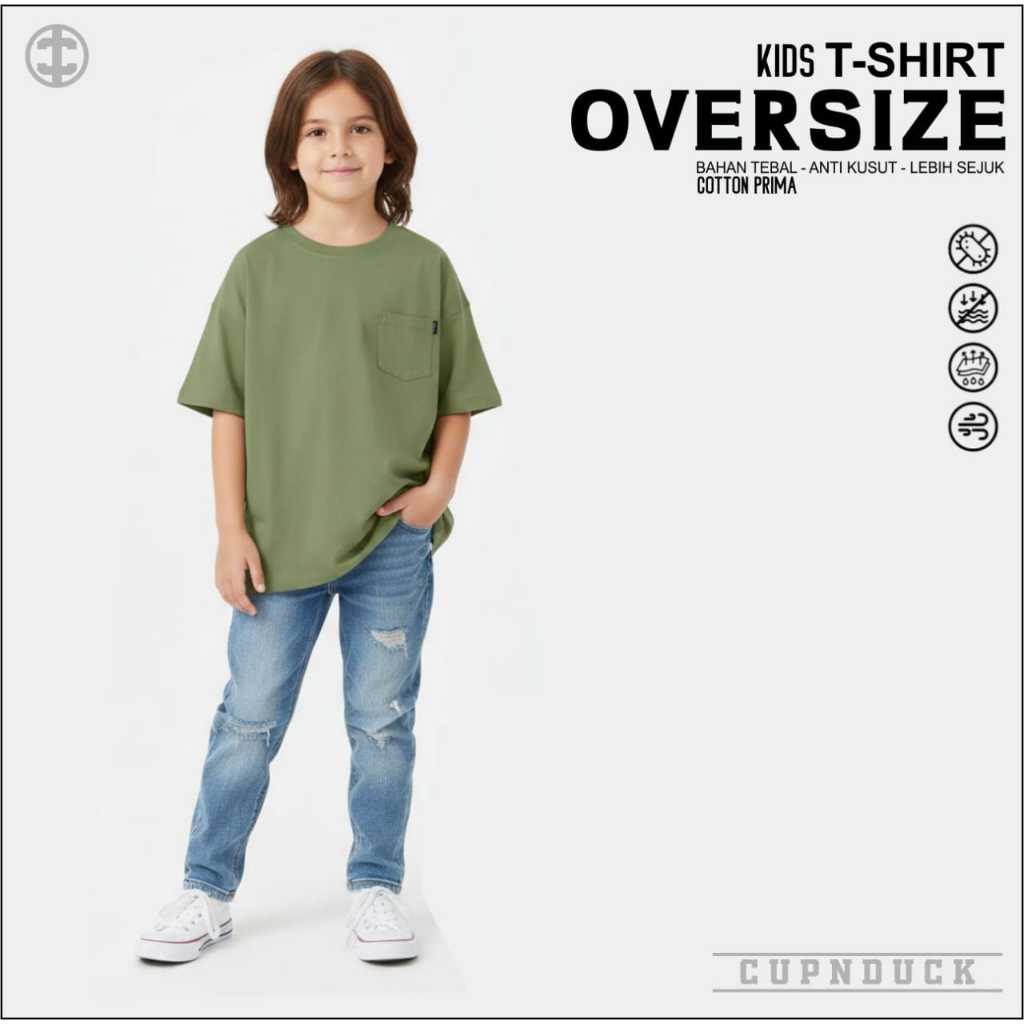 Kaos Anak Oversize Saku Pocket Polos 24's