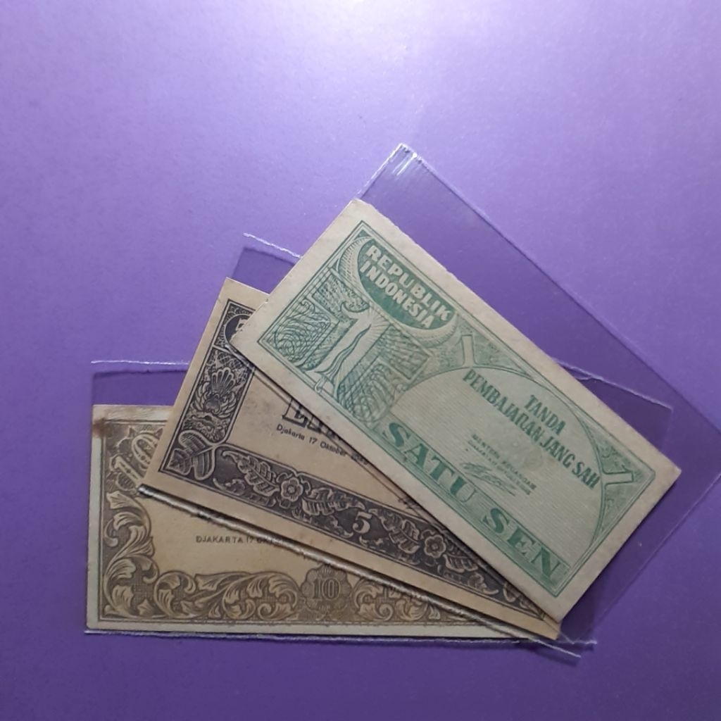 uang kuno  set sen ori tahun 1945