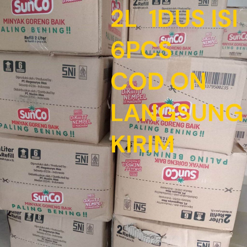 MINYAK GORENG SUNCO 1DUS ISI 6PCS KEMASAN 2L COD ON LANGSUNG KIRIM