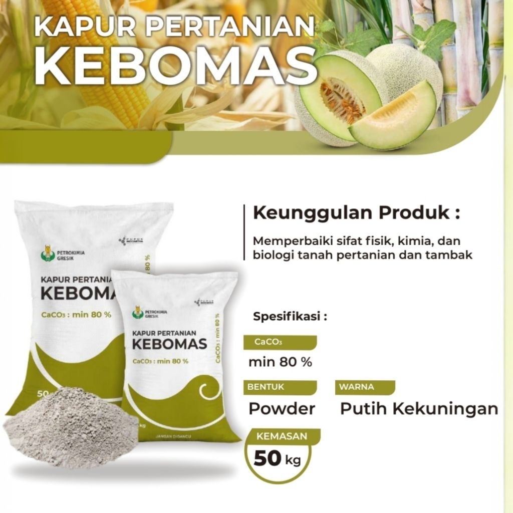 Kapur Dolomit Kebomas Repack Kiloan Pertanian & Perikanan