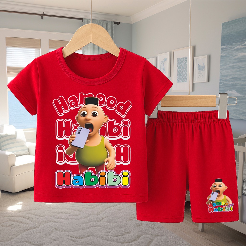 Baju Anak Gamba Habibi Setelan Pendek Anak Cewek Cowok Usia 1-10 Tahun