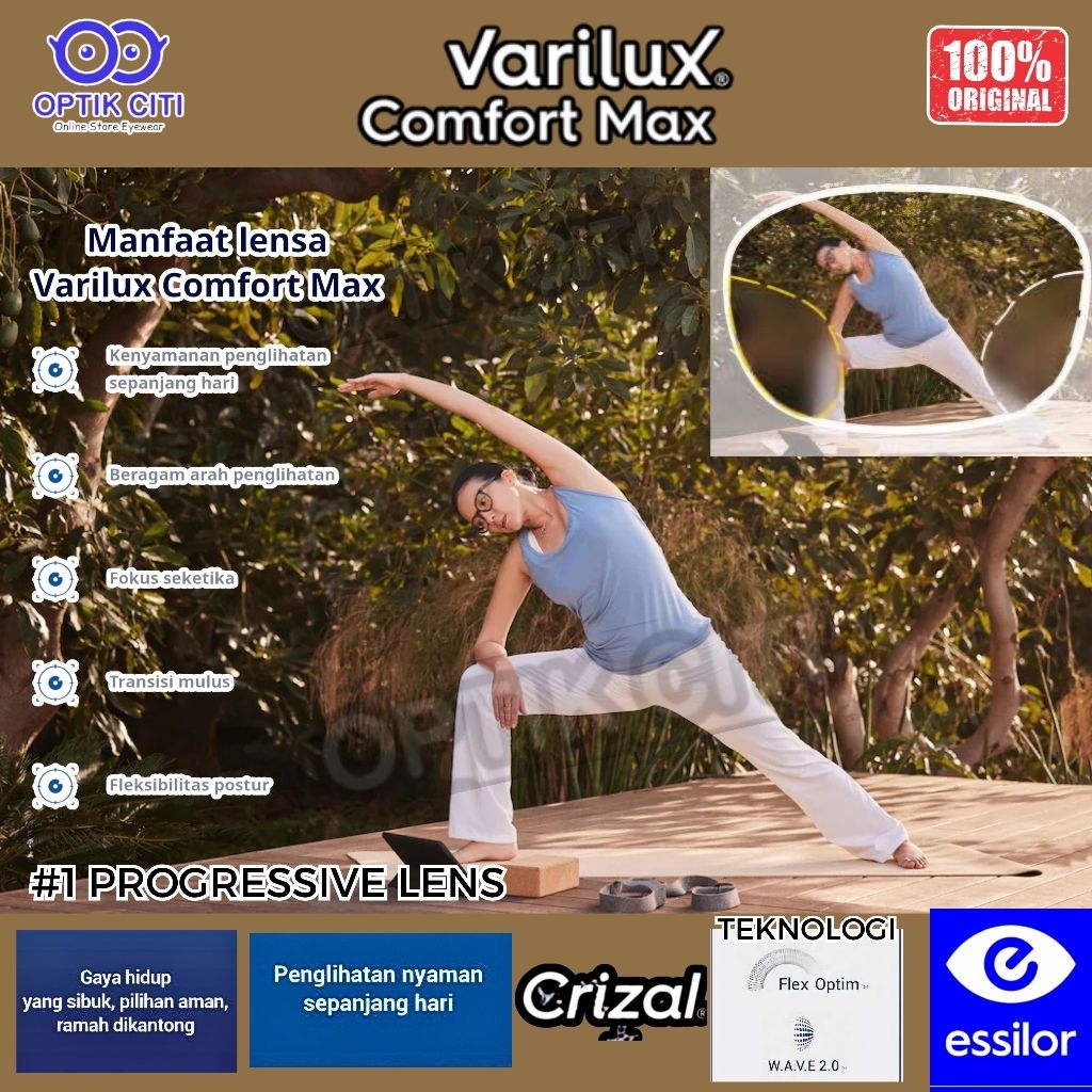 Lensa Kacamata Progresif Crizal Essilor Varilux Comfort Max Original