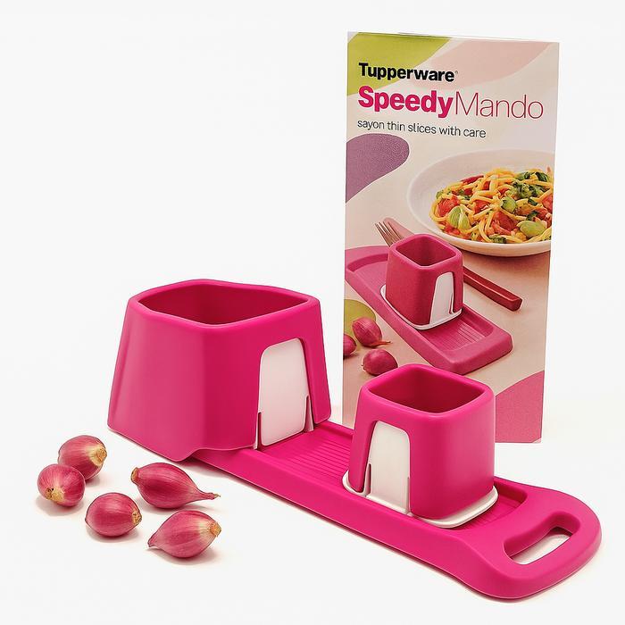 Pengiris Bawang Tupperware Speedy Mando Stainless Steel 2 Mata Pisau 25x9x7cm Pink