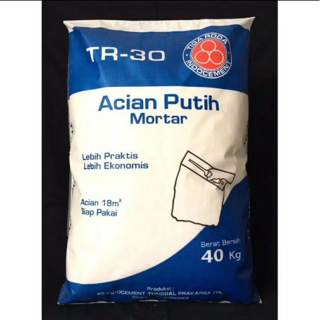 Semen Tiga Roda Mortar Acian Putih TR30 1kg/TR 30/Acian Tigaroda TR-30 Eceran 1 Kantong 1KG