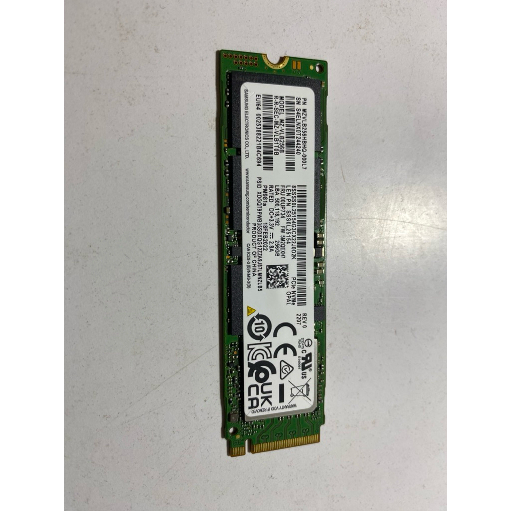 SAMSUNG SSD NVME 256gb