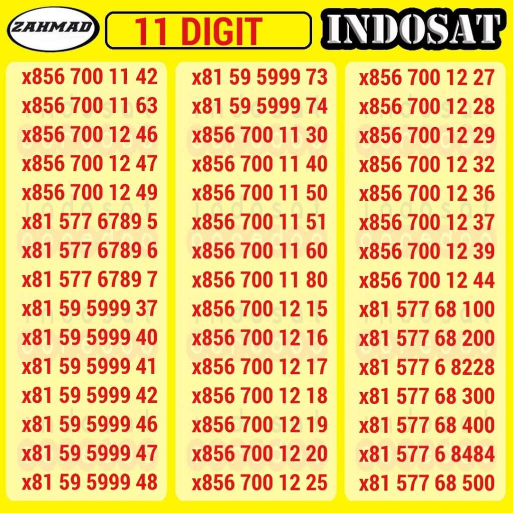 ISAT-D) NOCAN Indosat 11 Digit kartu perdana nomor cantik IM3 11digit murah
