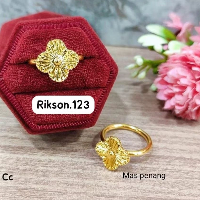 cincin bunga cincin clover penang replika emas 24k mirip asli