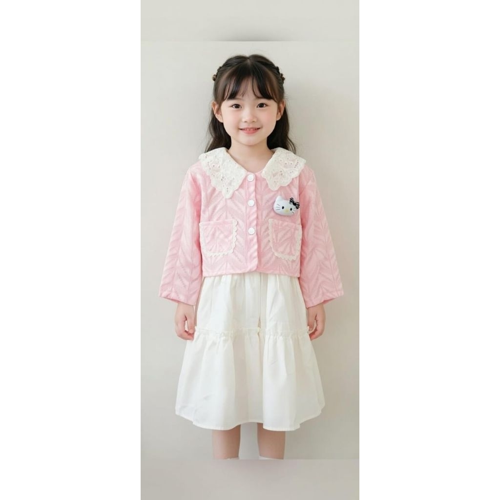 dress jaket rajut import anak perempuan