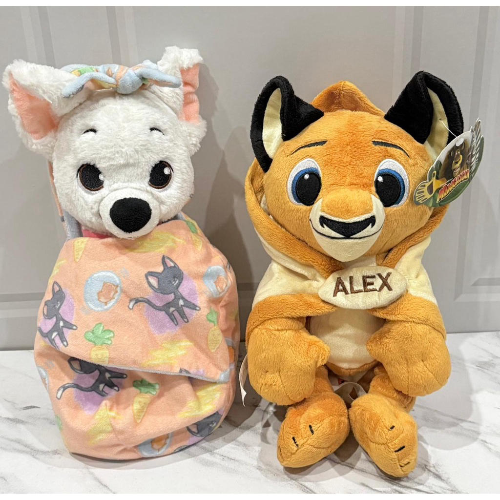 Boneka Plushie Guguk Bolt Bedong Disney Store & Baby Alex Madagascar Dreamworks
