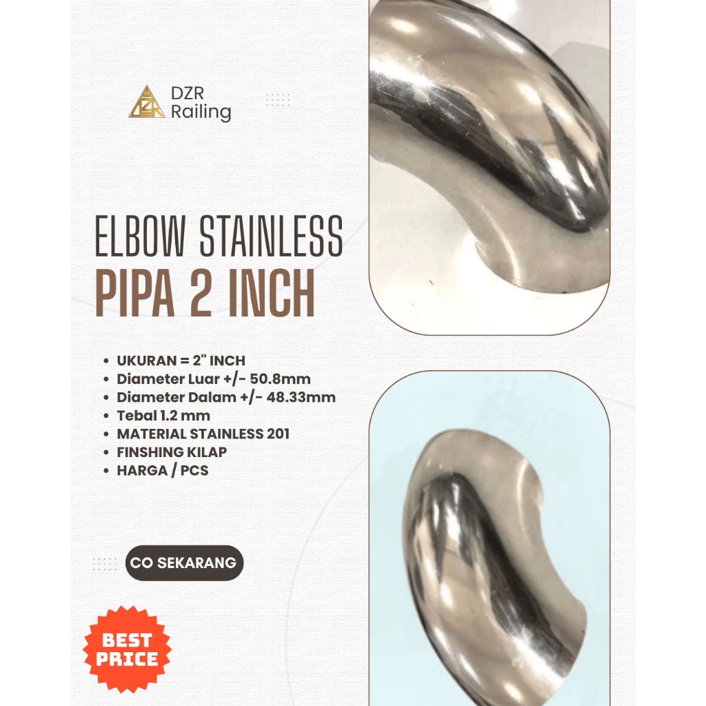 Elbow Stainless Sambungan Untuk Pipa 2" INCH