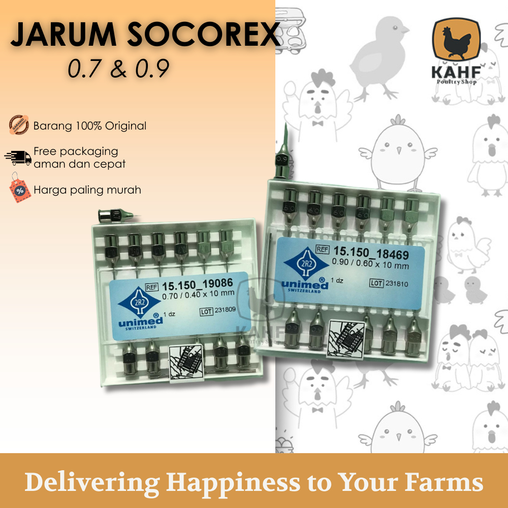 Jarum Socorex Medion 0.7 & 0.9 1 Pack isi 12 Jarum Suntik Otomatis Vaksinasi Unggas Unimed