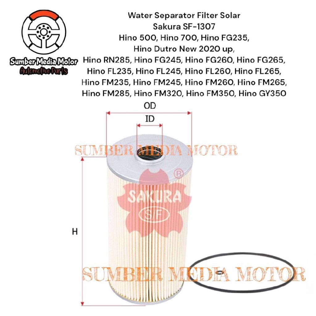 Sakura Water Separator Filter Solar SF-1307 Hino 500, Hino 700, Hino Dutro New 2020 up, Hino FG235, 