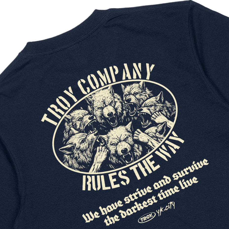 Troy Company T-shirt Blue Navy Brigade Hyena - Kaos Lengan Pendek Kaos Biru Navy MTD 2744