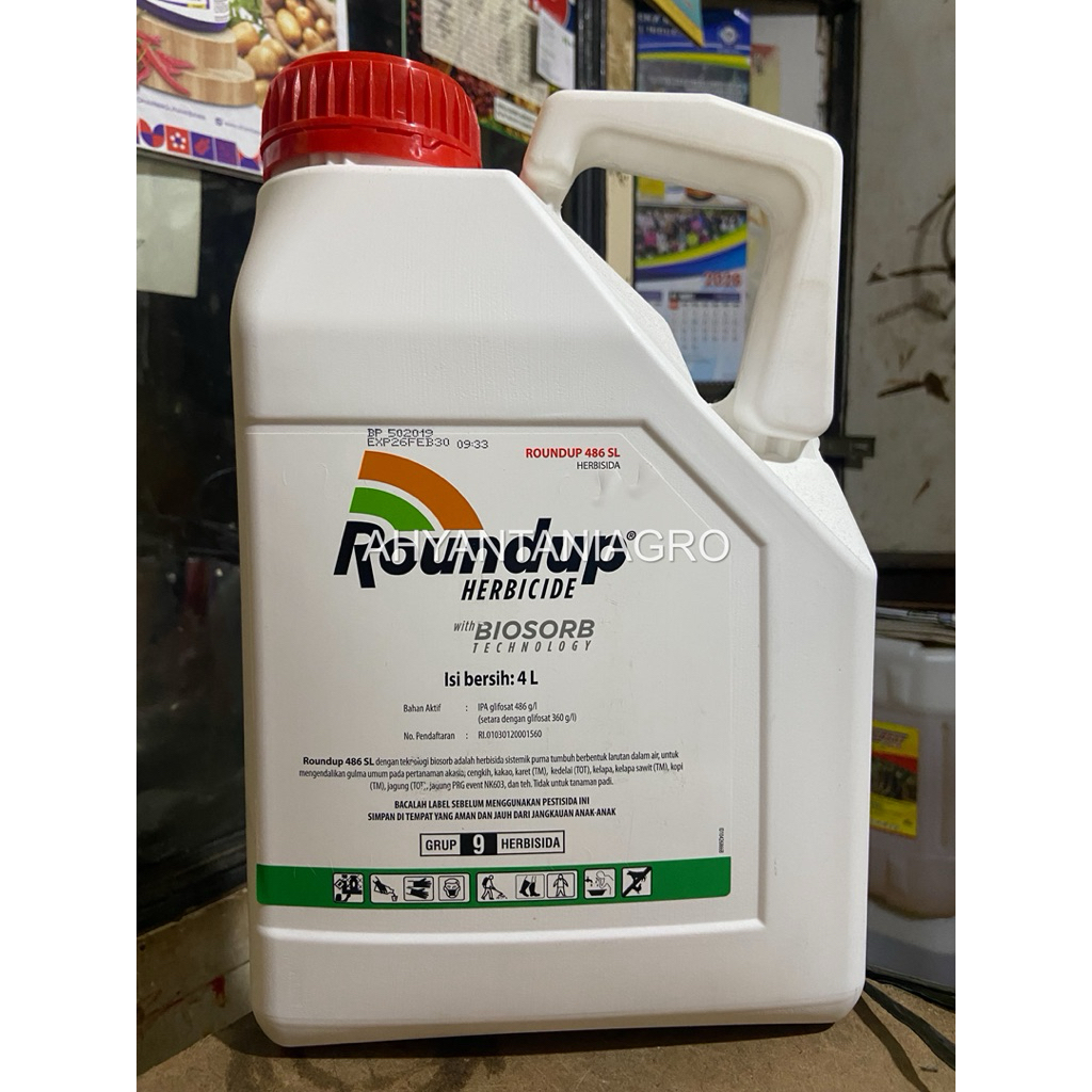 racun rumput/herbisida ROUNDUP 486 SL, kemasan 4 liter