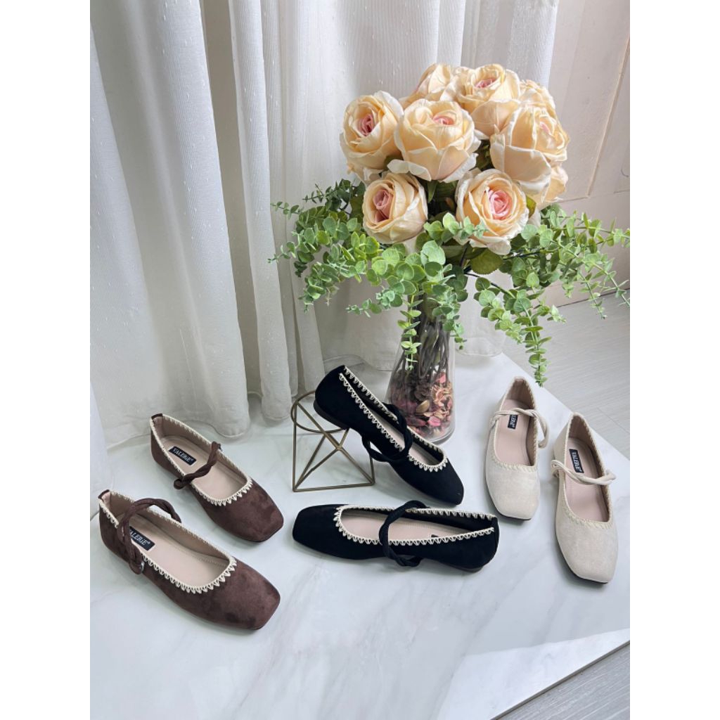 ATHENA - FLAT SHOES WANITA TALI TENGAH SIMPLE ELEGANT | sepatu flat tali tengah wanita simple bahan 