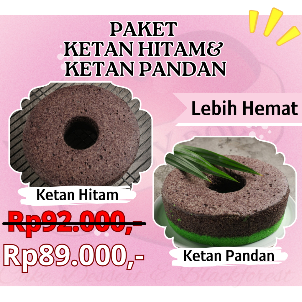 Paket Isi 2 Box Kue Bolu Ketan Hitam / Cake / Ketan Pandan / Bolu Kukus