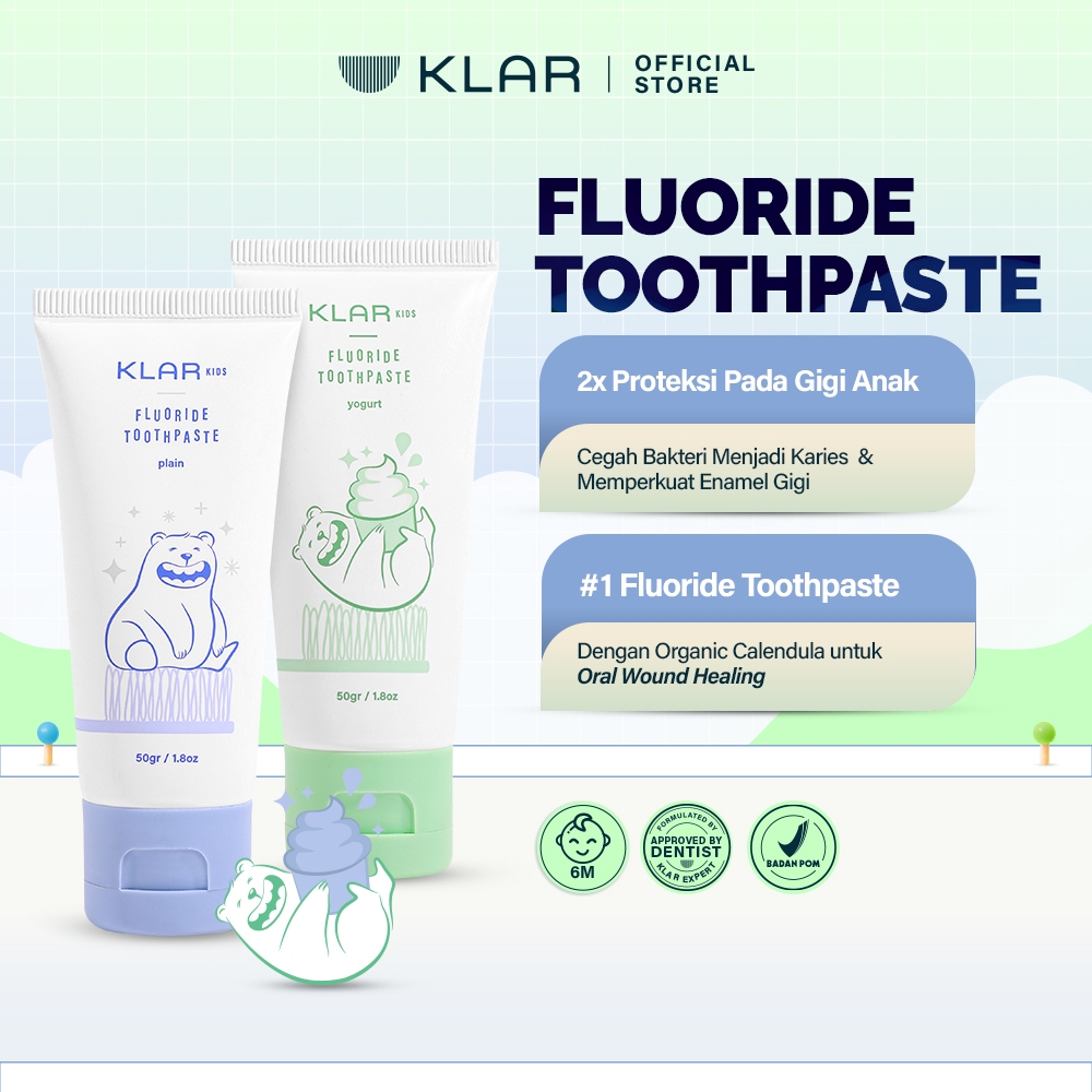 KLAR Kids Flouride Toothpaste | Pasta Gigi Premium Bayi Anak Untuk Merawat Enamel Gigi & Mencegah Gi