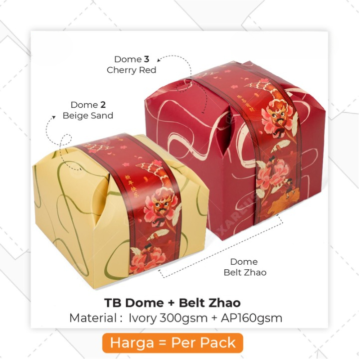 Red Box CNY Toples Kue kering Dus Imlek Hampers Lebaran Muat 3 Toples Persegi