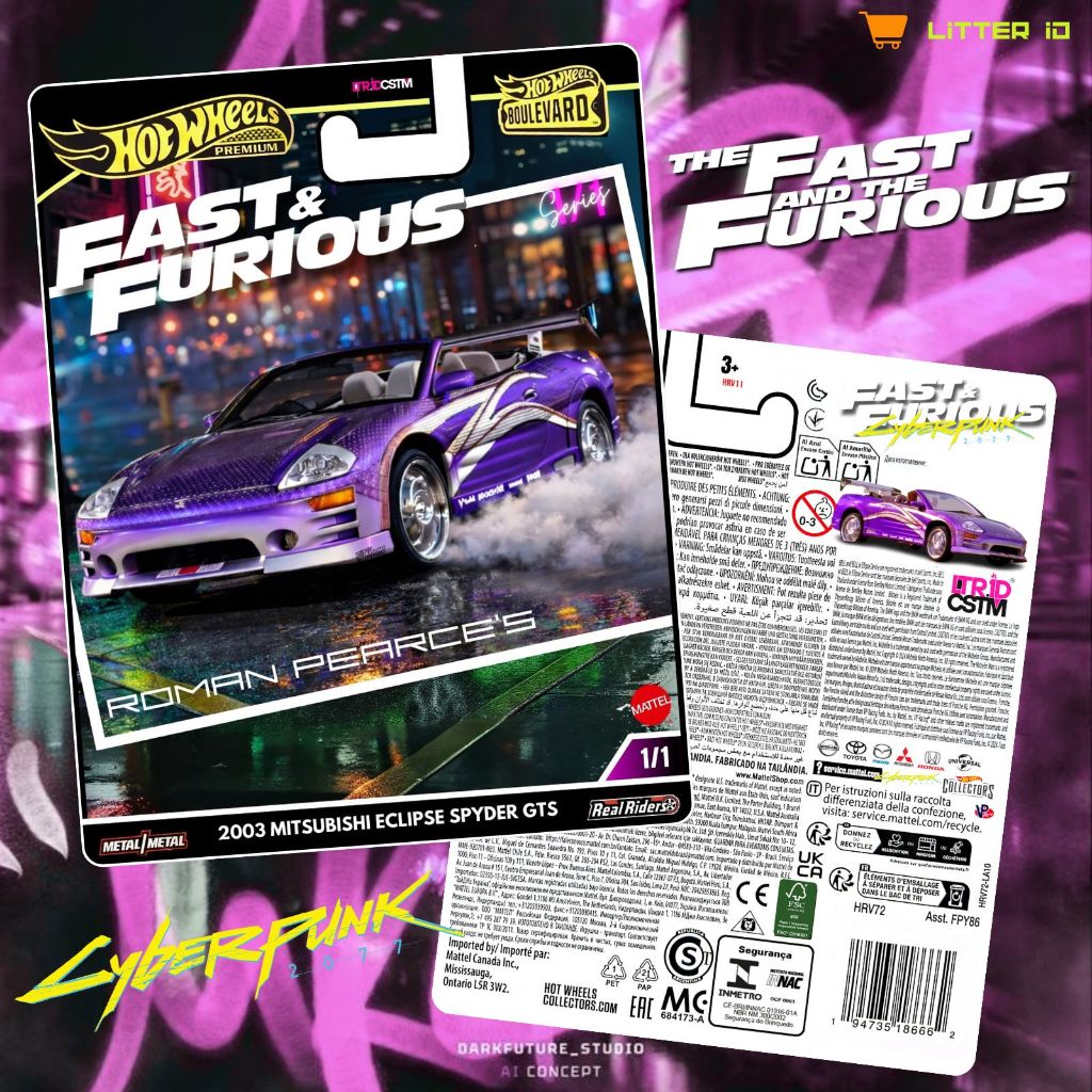 Custom Card Hotwheels Premium Mitsubishi Eclipse Spyder GTS Cyber Punk