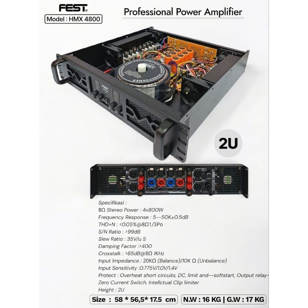 POWER AMPLIFIER FEST HMX 4800 POWER 4 CHANNEL HMX4800